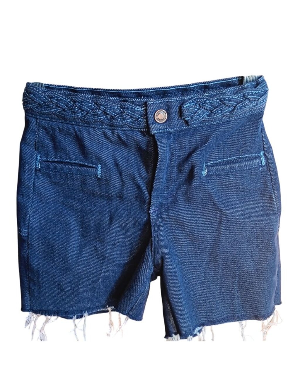 Girls 7 Vintage Shorts JCPenney Super Denim High-Waisted Braided 70's Cutoff